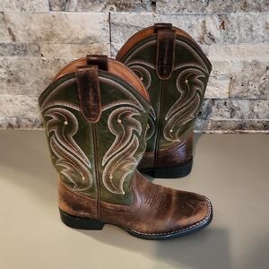 Rank 45 Kids  Western Cowboy Boots - Brown and Green
